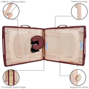 Earthlite Harmony mobile Massageliege, Farbe Burgund, Details Verarbeitung