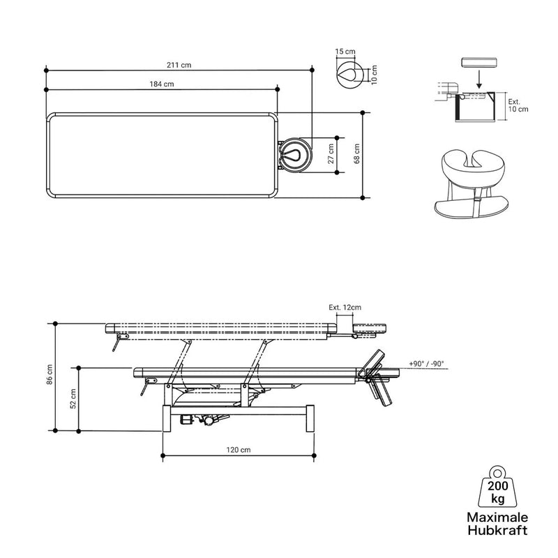 Massageliege Massunda® BASIC elektrisch | 2-Segmente Massunda