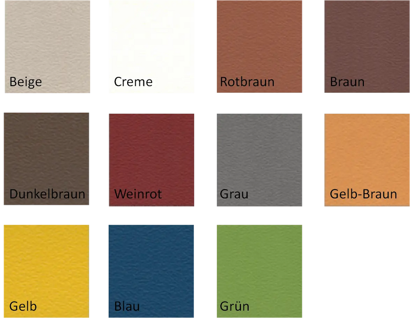 Falkner Massageliegen, Farboptionen, Farbkarten