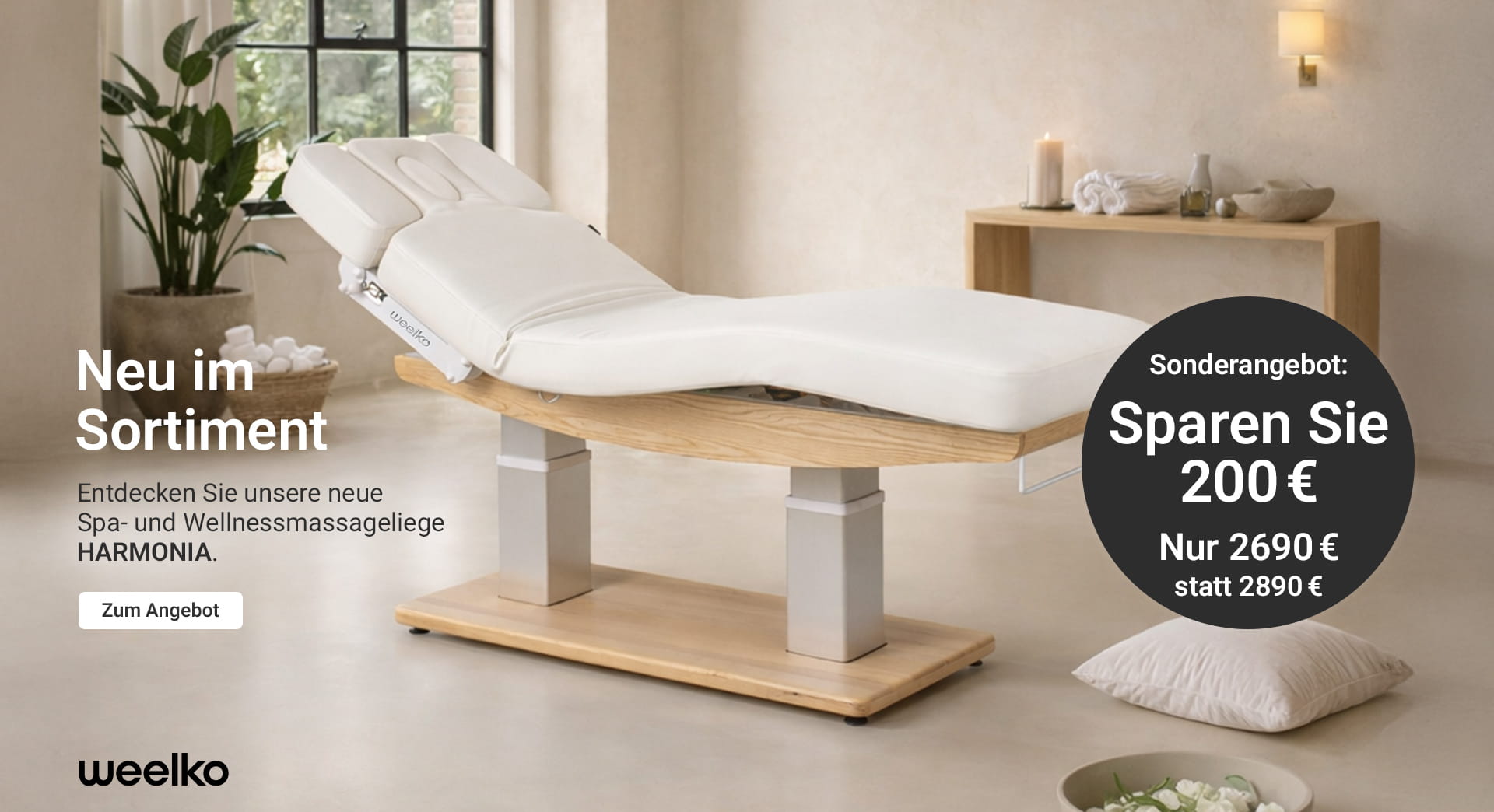 Spa- und Welllnessliege Harmonia von Weelko - Desktop Banner