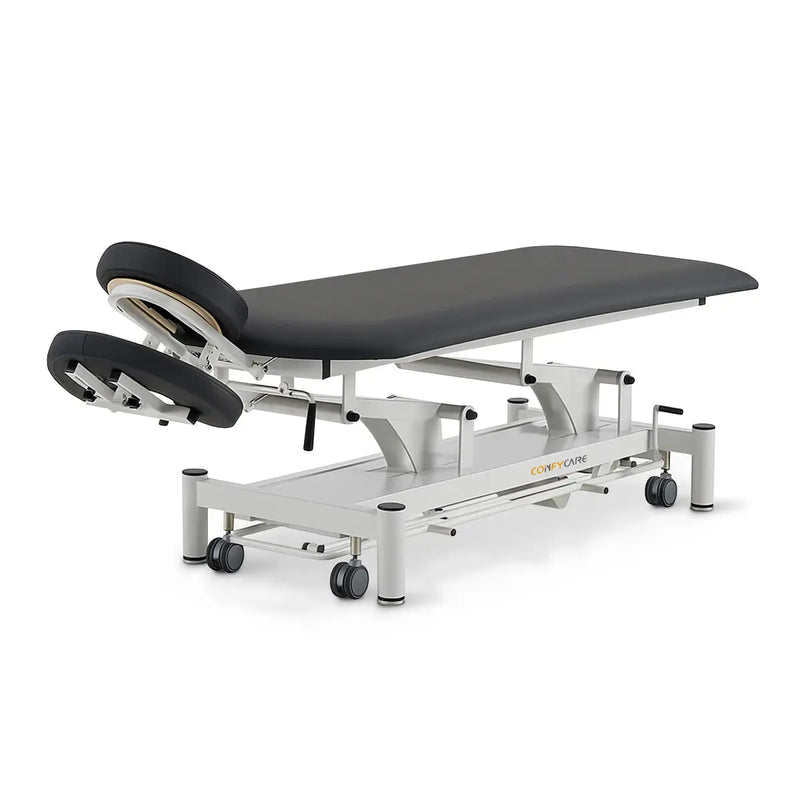 Massageliege elektrisch, Coinfycare Berlin,Kopfteil Positivposition, dunkelgrau