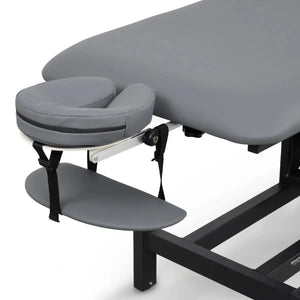 Massageliege elektrisch, Massunda Basis, Farbe dunkelgrau, Kopfstütze