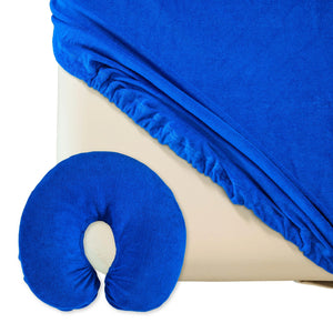 Massageliegenbezug- Set, Frottee, Farbe: Blau