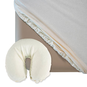 Massageliegenbezug- Set, Frottee, Farbe: Creme