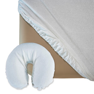 Massageliegenbezug- Set, Frottee, Farbe: Weiß