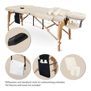 Mobile Massageliege Massunda all inklusive, Lieferumfang, Farbe: Creme