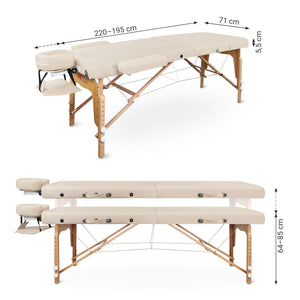 Mobile Massageliege Zen Basic 3 Flat, Abmessungen, Farbe: Creme