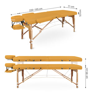 Mobile Massageliege Zen Basic 3 Flat, Abmessungen, Farbe: Safrangelb