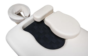 Mobile Massageliege, Zen Relax mit schwangeren-Option, Farbe Creme, Draufsicht, Funktion schwangeren Aussparung