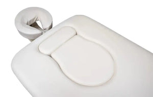 Mobile Massageliege, Zen Relax mit schwangeren-Option, Farbe Creme, Draufsicht mit Ansicht schwangeren Aussparung