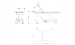Naggura Nrun2, elektrische Therapieliege, technische Zeichnung
