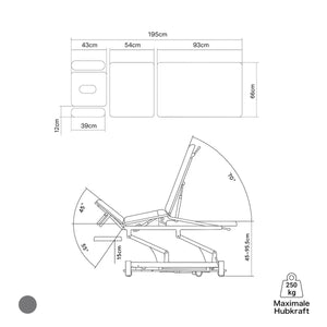 Therapieliege elektrisch, Coinfycare Split, Skizze
