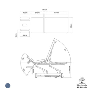 Therapieliege elektrisch, Coinfycare Split, Skizze