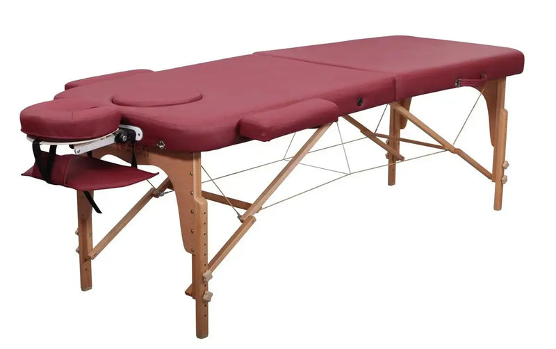 Klappbare Massageliege Zen Basic 3 Flat, Farbe Burgund, Vollansicht