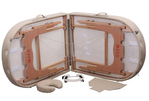 Zen Masage Ware Oval Flattop, mobile Massageliege, Farbe Creme, geklappt