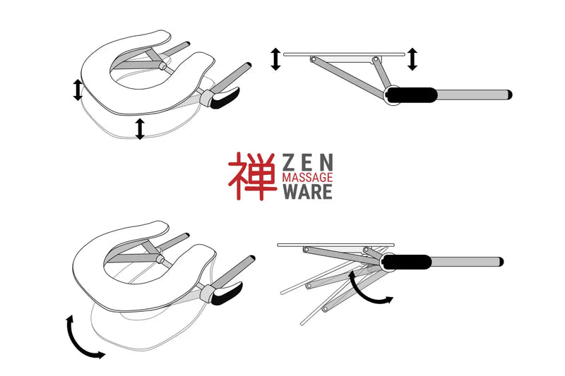 Zen Massage Ware Ayurveda Pro Set, mobile Massageliege, Kopfteil schematische Darstellung