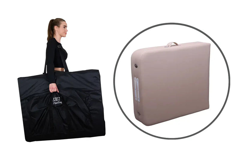 Zen Massage Ware FlatTop, mobile Massageliege, Farbe Creme, Kofferansicht