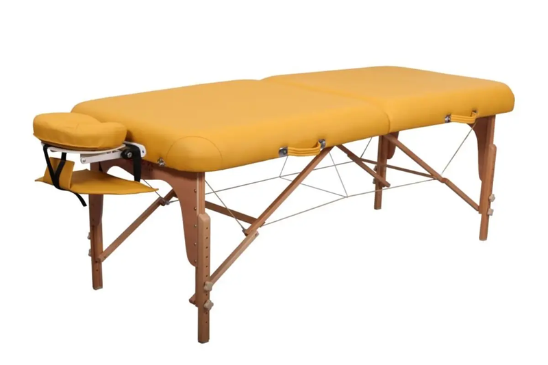Zen Massage Ware Round Corner, mobile Massageliege, Farbe Safrangelb, Vollansicht