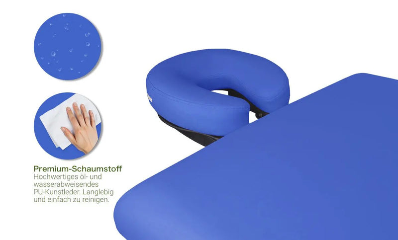 Zen Massage Ware Startup, mobile Massageliege, koenigsblau, Materialdetails