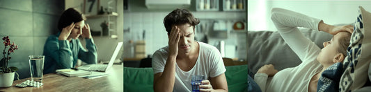 verschiedene Menschen mit Migräne