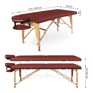 Mobile Massageliege Zen Startup, Abmessungen, Farbe: Burgund