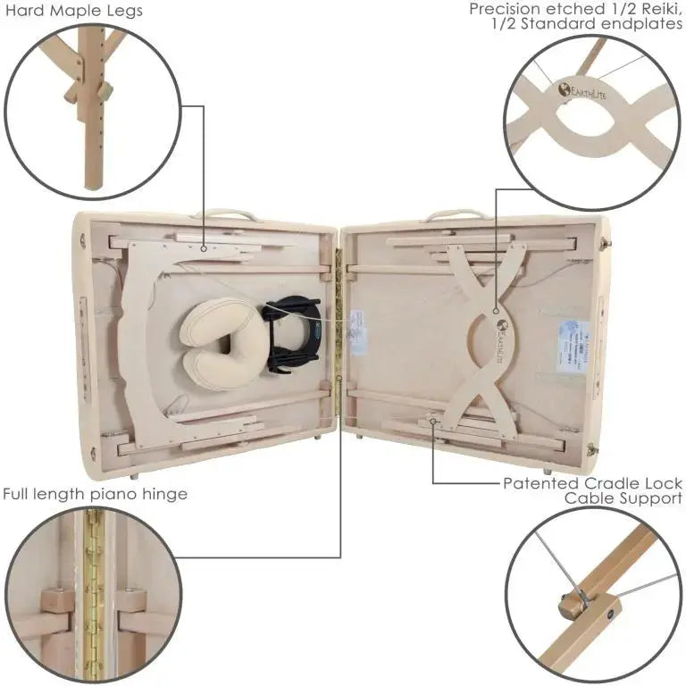 Earthlite Avalon XD, mobile Massageliege, Vanille, Detail Beschreibungen