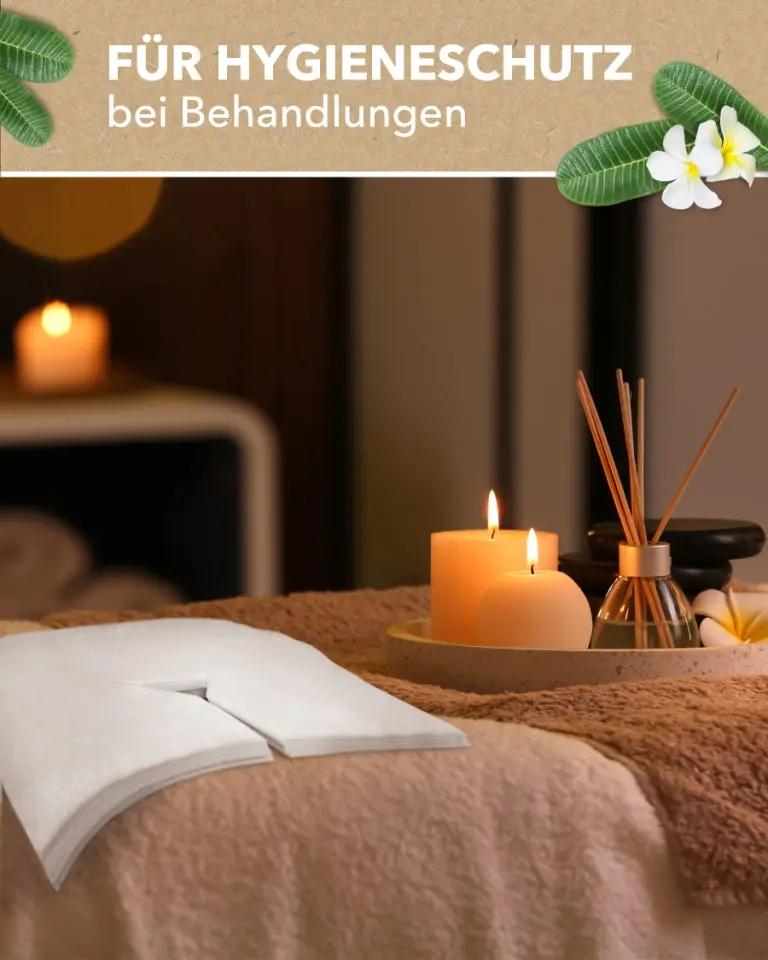 Einwegauflagen/ Nasenschlitztücher für die Massageliege ZEN MASSAGE WARE