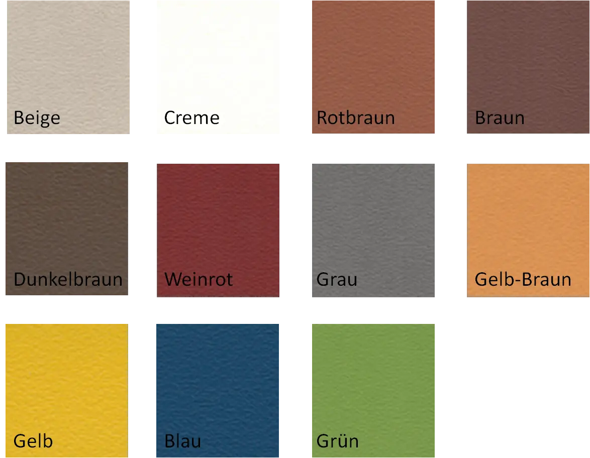 Falkner Massageliegen, Farboptionen, Farbkarten