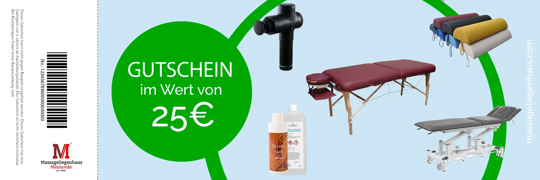Geschenkgutschein zum Selbstausdrucken Massageliegenhaus-Massunda