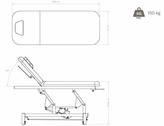 Table de massage électrique VIENNA | 2 segments