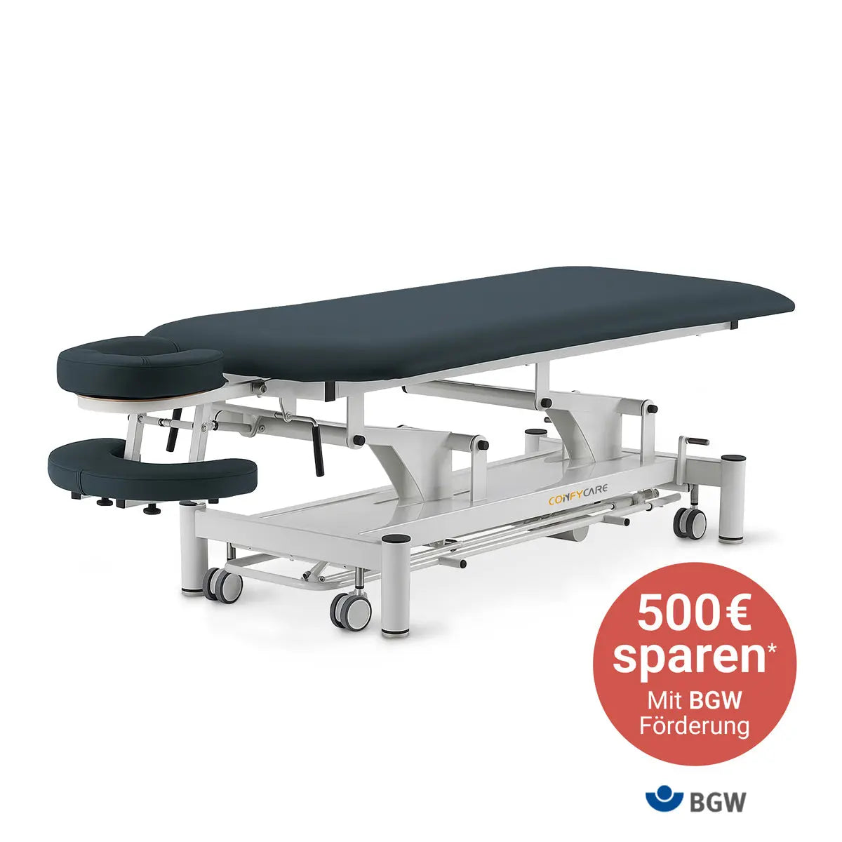 Massageliege elektrisch, Coinfycare Berlin, BGW Förderung, Farbe: Marineblau