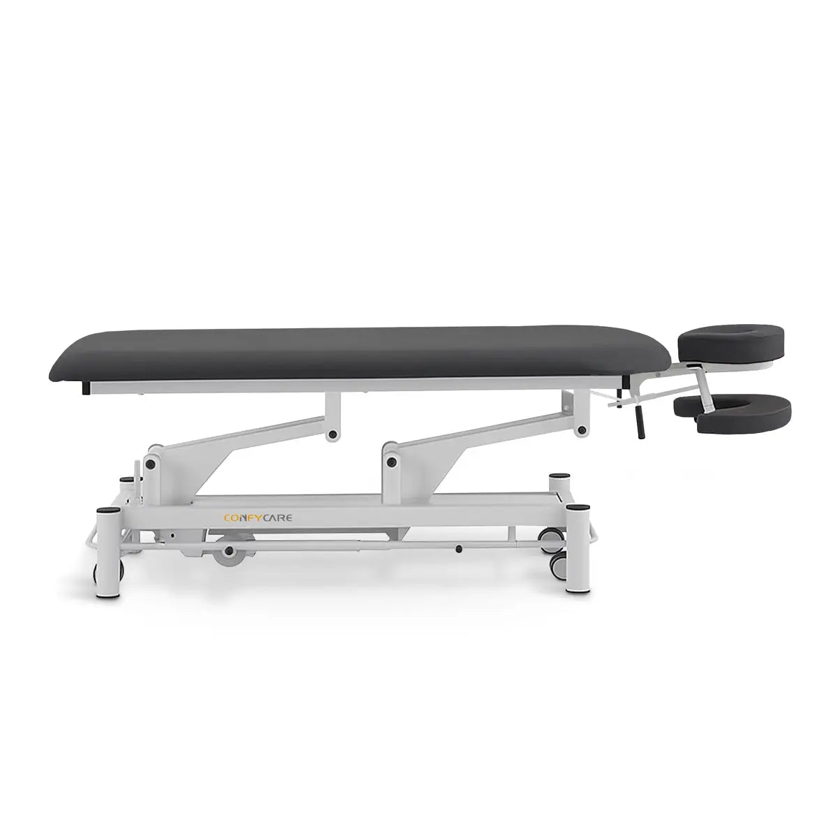 Massageliege elektrisch, Coinfycare Berlin, Seitenansicht, dunkelgrau