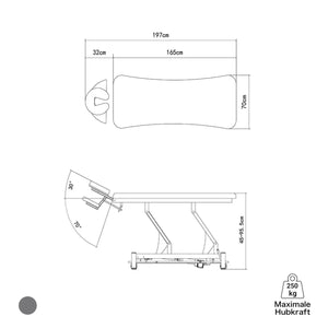 Massageliege elektrisch, Coinfycare Berlin, Skizze, Farbe: Dunkelgrau