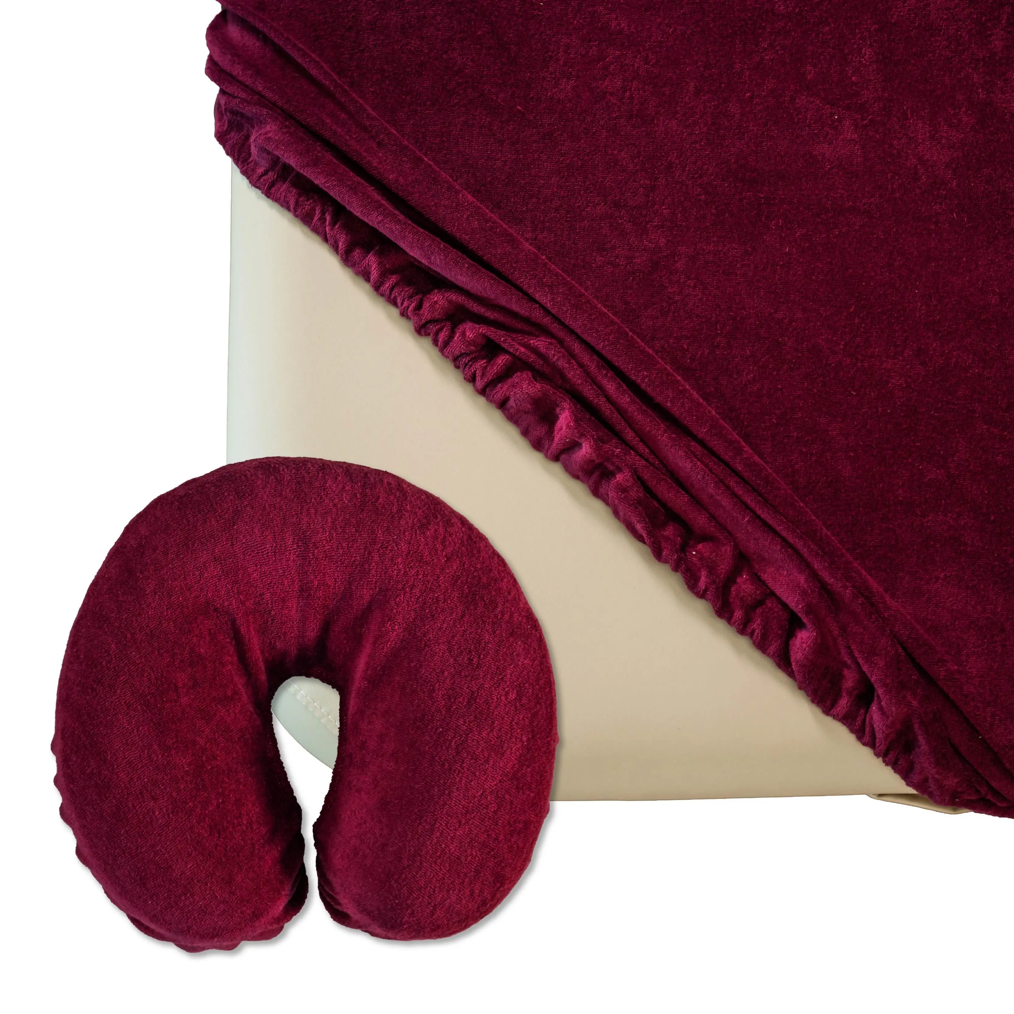 Massageliegenbezug- Set, Frottee, Farbe: Burgund