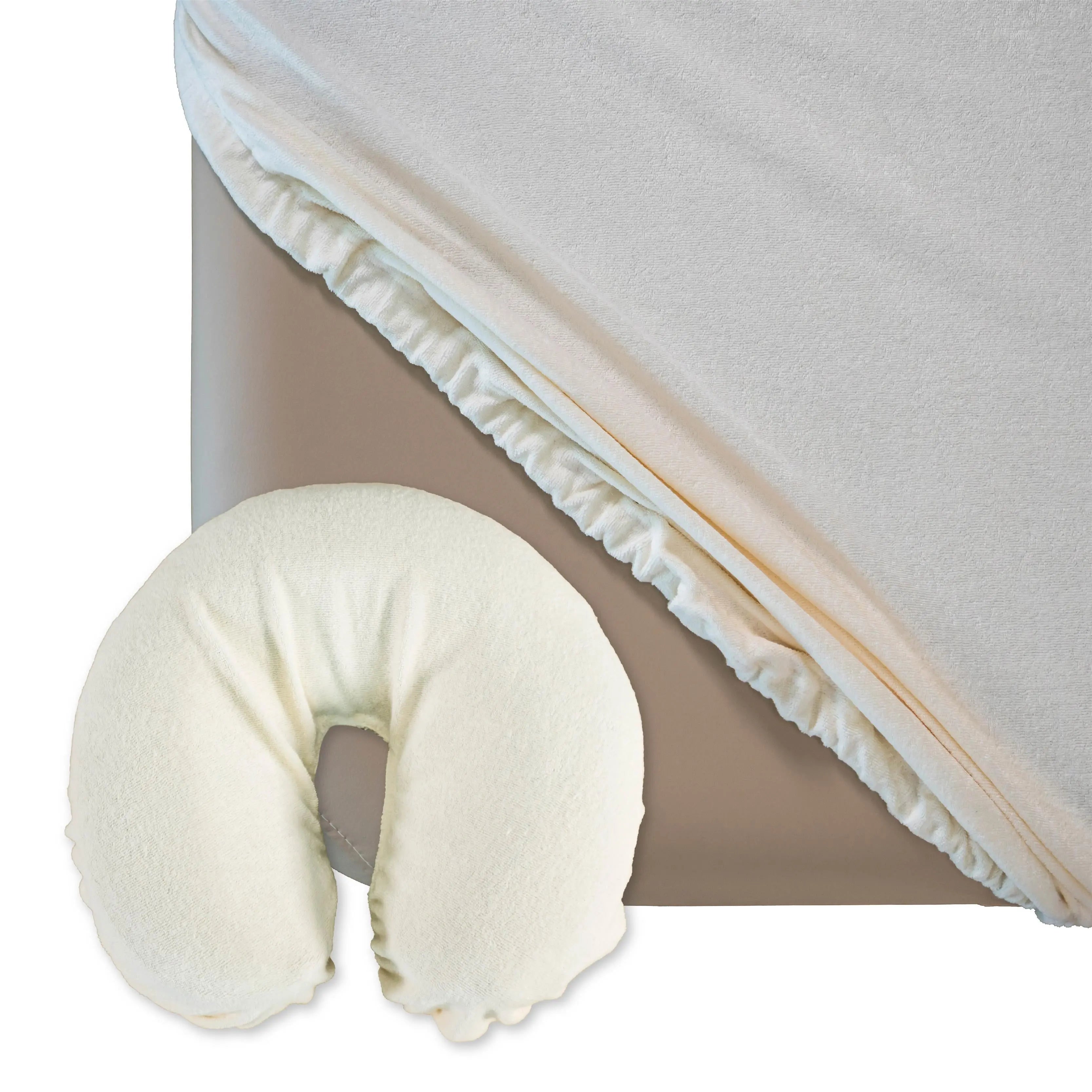 Massageliegenbezug- Set, Frottee, Farbe: Creme