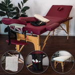 Massunda all inklusive, mobile Massageliege, Farbe Burgund, Details und Farbvariante