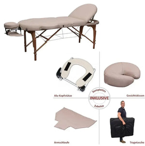 Massunda Rondavista 2 Deluxe, mobile Massageliege, Farbe Creme, Funktionen