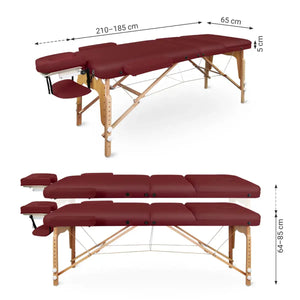 Mobile Massageliege Massunda all inklusive, Abmessungen, Farbe: Burgund