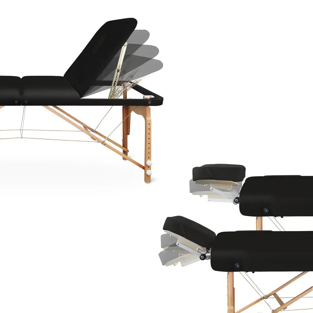 Mobile Massageliege Massunda all inklusive, Kopfstütze, Farbe: Schwarz