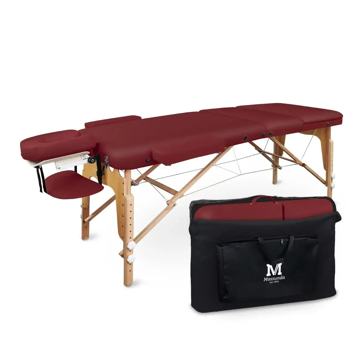 Mobile Massageliege Massunda all inklusive, Tragetasche, Farbe: Burgund