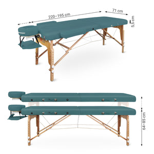 Mobile Massageliege Zen Basic 3 Flat, Abmessungen, Farbe: Teal