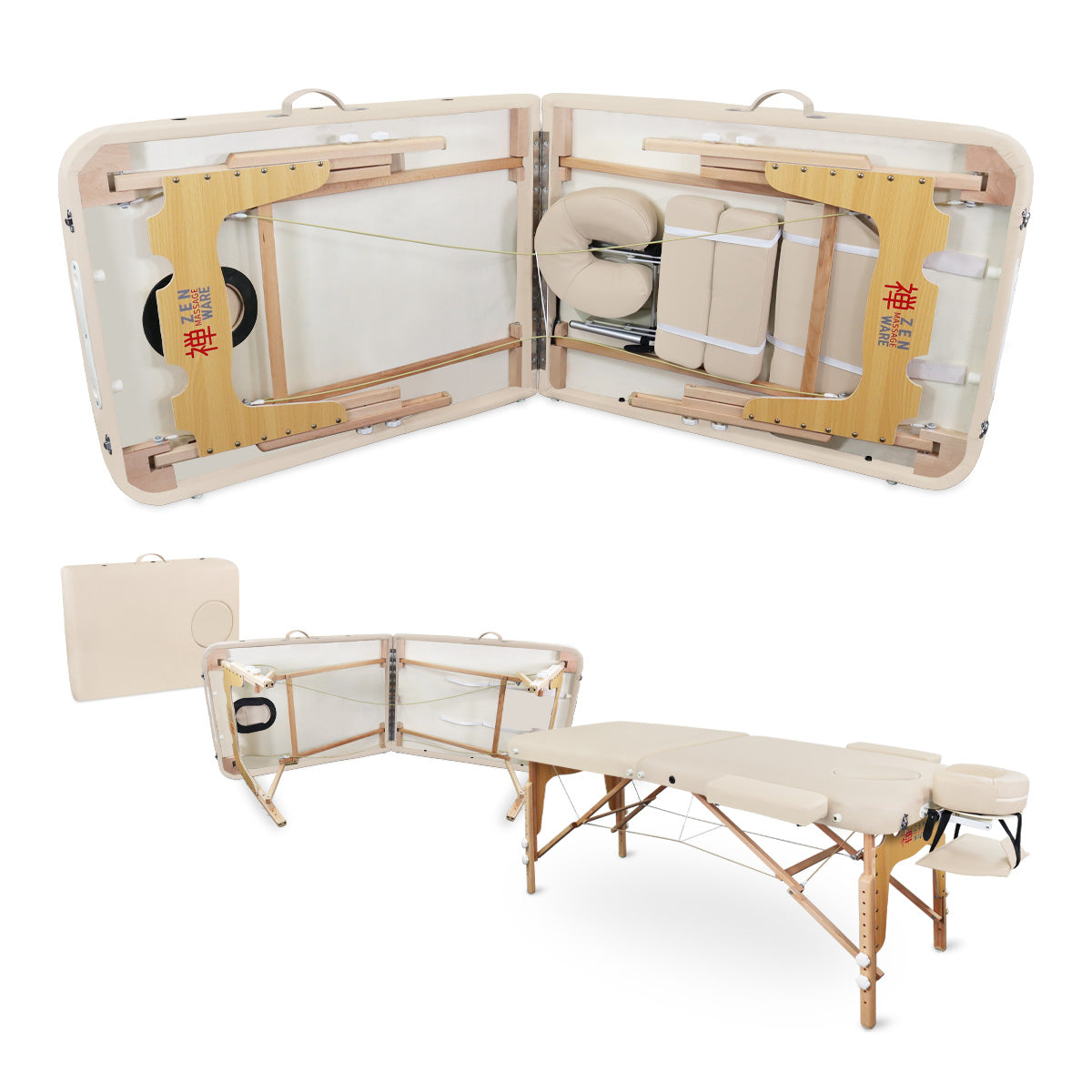 Mobile Massageliege Zen Basic 3 Flat, Zubehör, Farbe: Creme