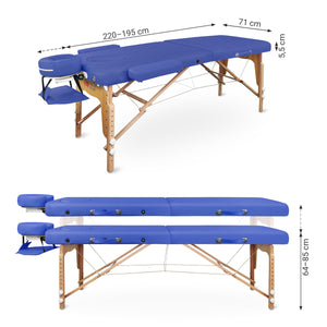 Mobile Massageliege Zen Basic 3 Flat, Abmessungen, Farbe: Königsblau
