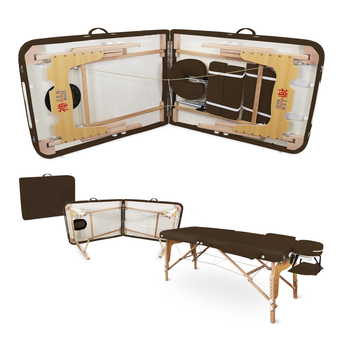 Mobile Massageliege Zen Basic 3 Flat, Zubehör, Farbe: Schokolade