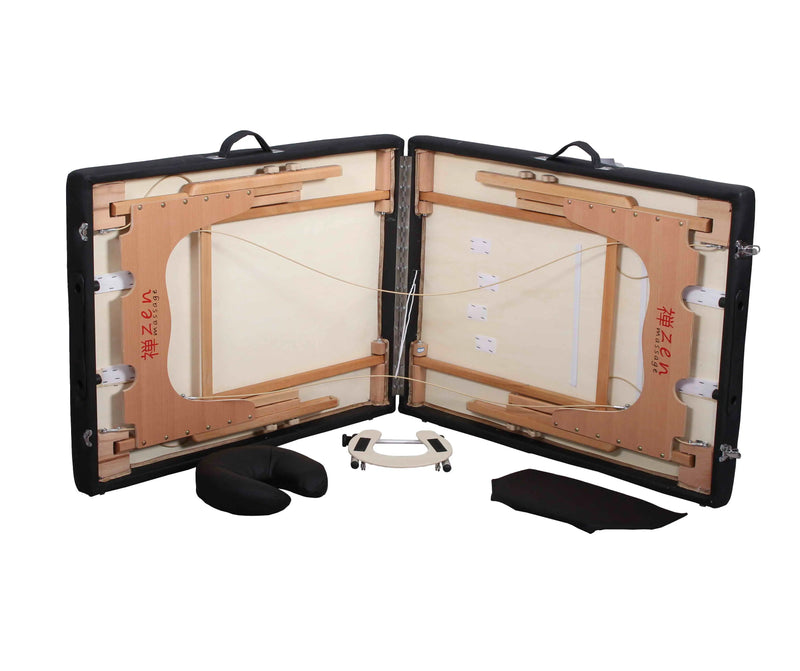 Mobile Massageliege Zen Basic Niveau, aufgeklappt, Farbe: Schwarz