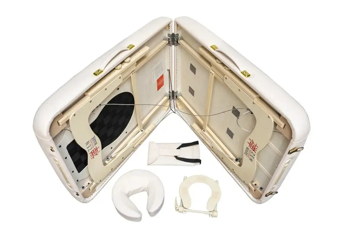 Mobile Massageliege, Zen Relax mit schwangeren-Option, Farbe Creme, Ansicht Zubehör