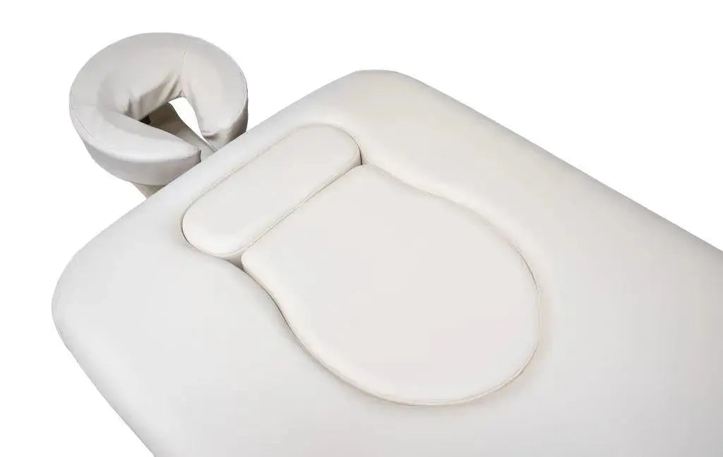 Mobile Massageliege, Zen Relax mit schwangeren-Option, Farbe Creme, Draufsicht mit Ansicht schwangeren Aussparung