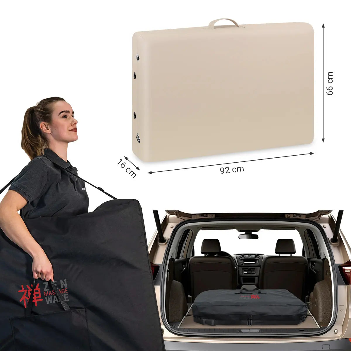 Mobile Massageliege Zen Startup, Kofferabmessung, Farbe: Creme