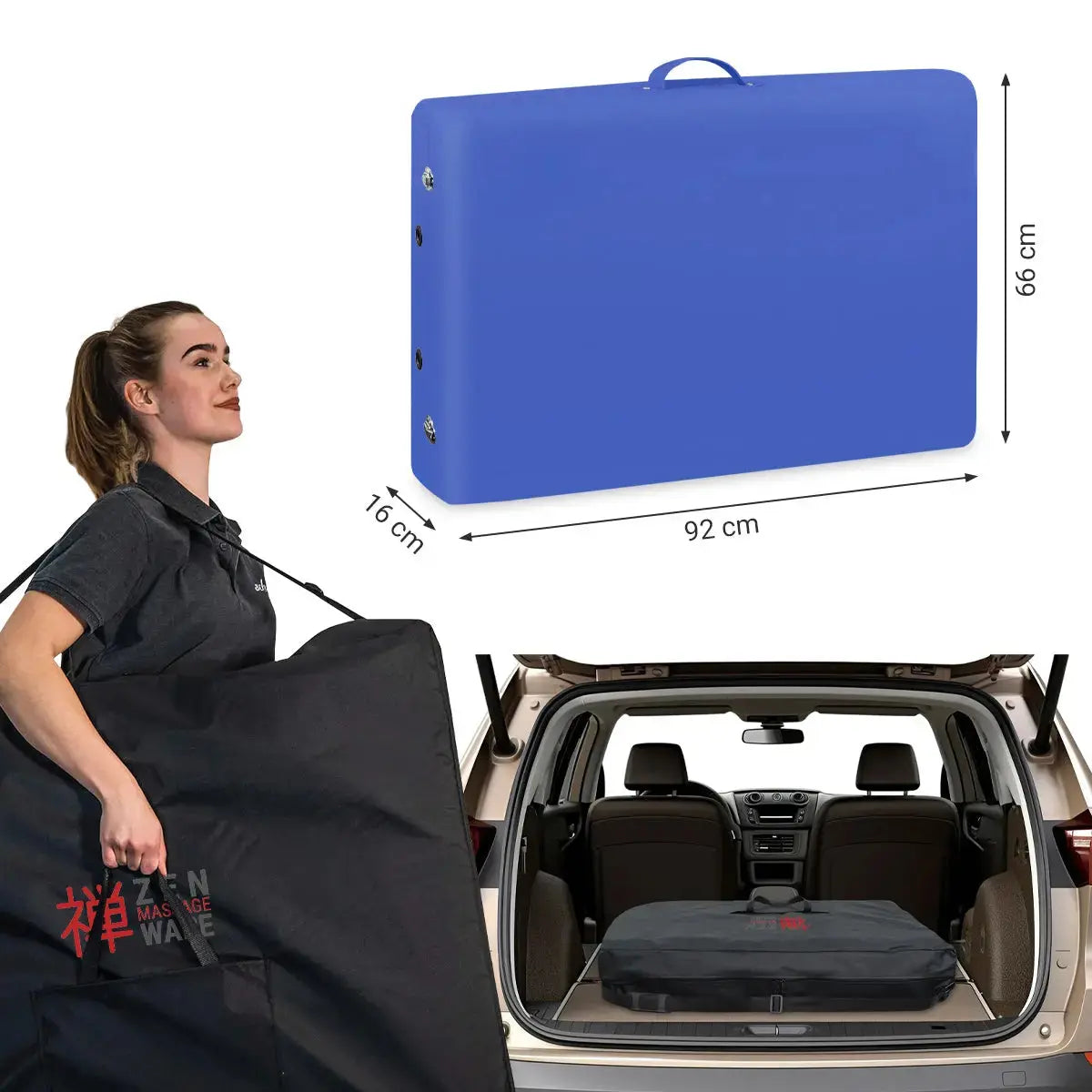 Mobile Massageliege Zen Startup, Kofferabmessung, Farbe: Königsblau