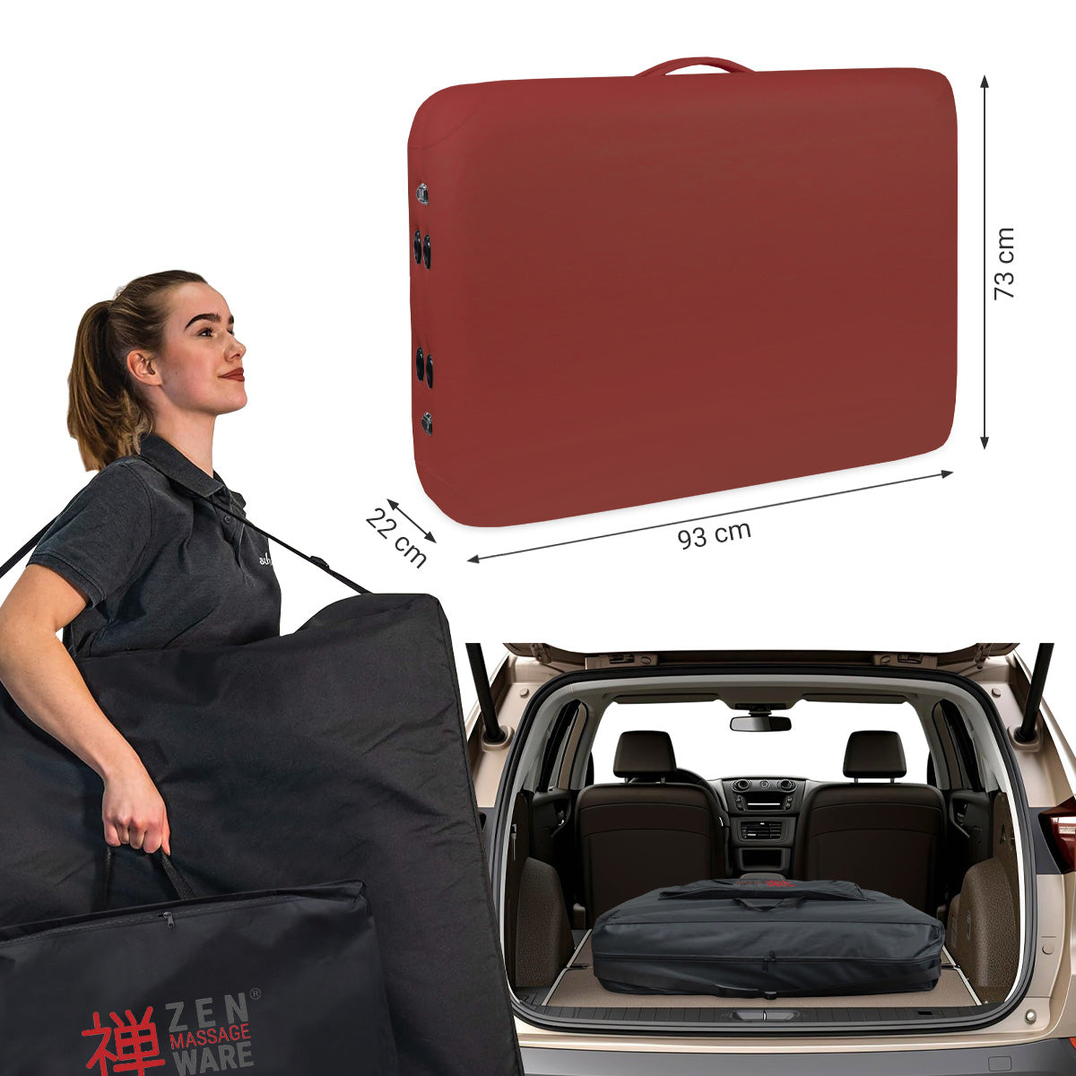 Massageliege Zen Stronglight II, Koffermaß, burgund